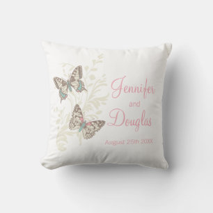 Inked art butterflies personalised  wedding pillow