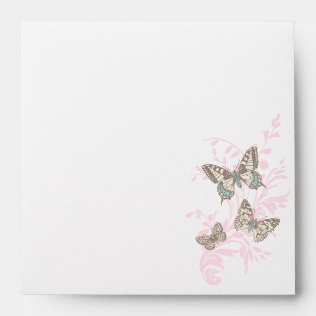 Inked butterflies pink wedding occasion envelope (Front)