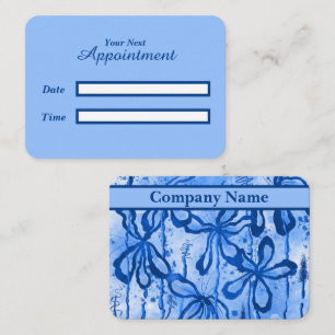 Inked Flowers Blue  Appointment Card