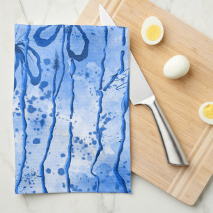 Inked Flowers Blue Sky Tea Towel