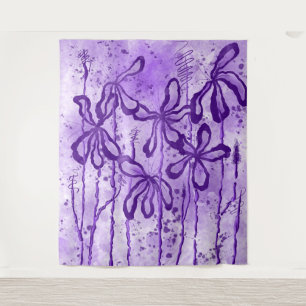 Inked Flowers Lilac Sky Tapestry