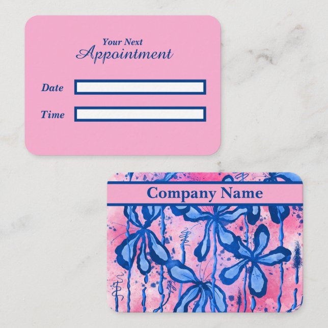 Inked Flowers  pink & blue  Appointment Card (Front/Back)