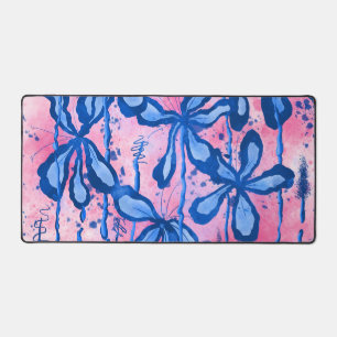 Inked Flowers Pink Sky Desk Mat