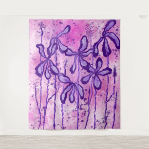 Inked Flowers Pink Sky Tapestry