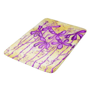 Inked Flowers Pink & yellow Bath Mat