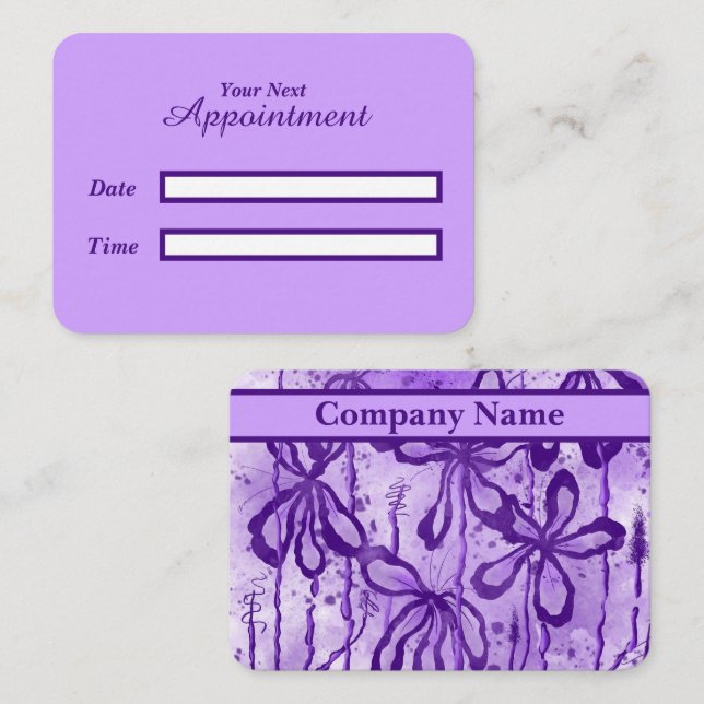 Inked Flowers Violet Sky  Appointment Card (Front/Back)