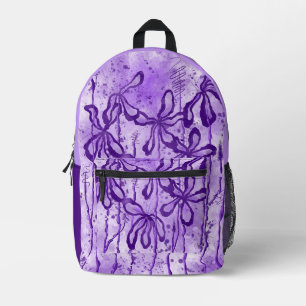 Inked Lilies Purple Printed Backpack