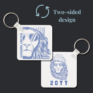 Inked Lion Mascot School Graduation Year  Key Ring
