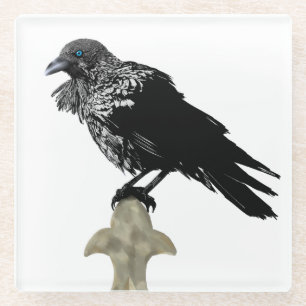 Inked Raven Glass Coaster
