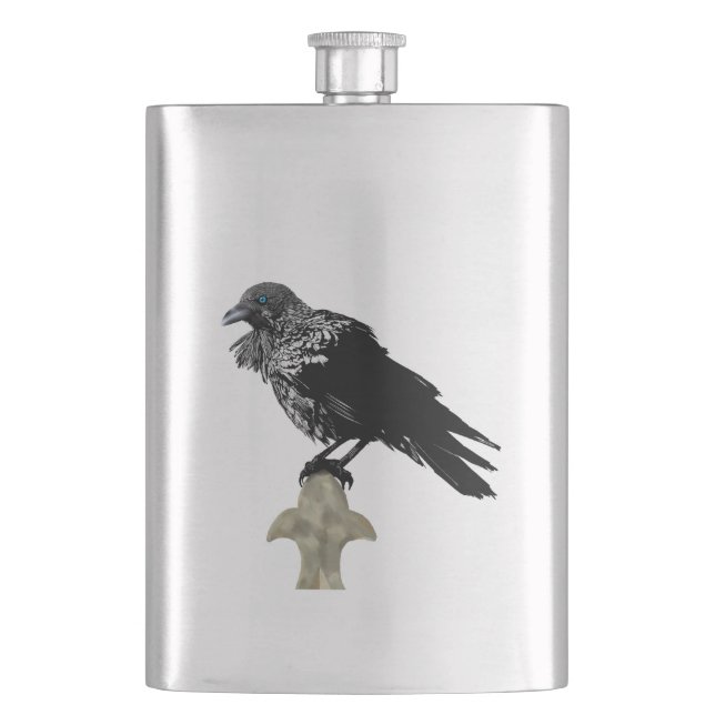 Inked Raven Hip Flask (Front)
