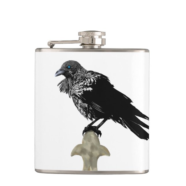 Inked Raven Hip Flask (Front)