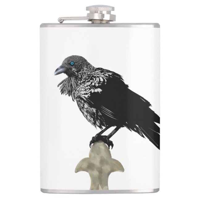 Inked Raven Hip Flask (Front)