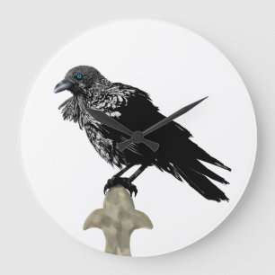 Inked Raven Large Clock
