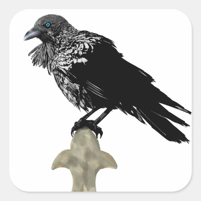 Inked Raven Square Sticker (Front)
