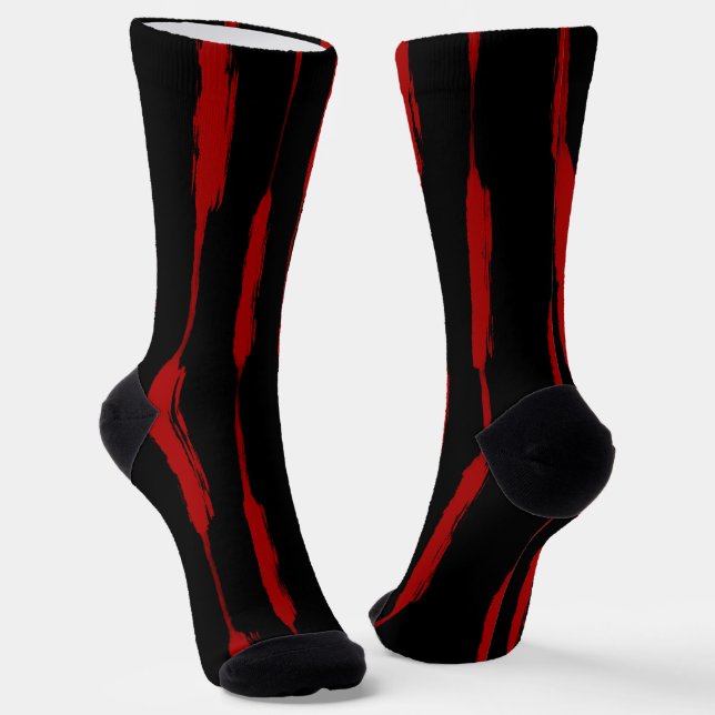 Inked Stripes in Red Socks (Angled)