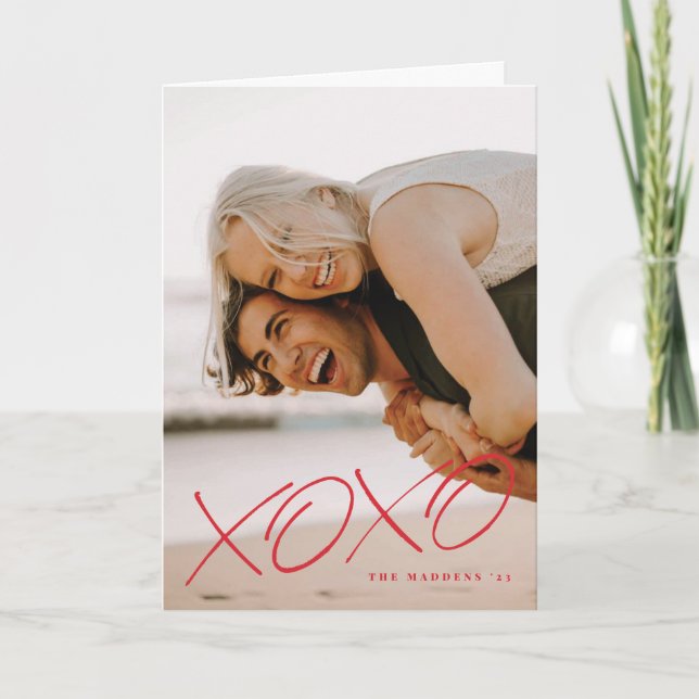 Inked XOXO Overlay Valentine's Day Card - Red (Front)
