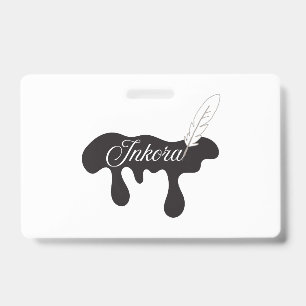 Inkora Creative Logo - Ink Drip and Quill ID Badge