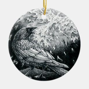 Inktober 2018 Day 19 - Birds of Death and Rebirth Ceramic Tree Decoration