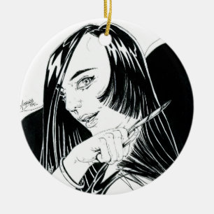 Inktober 2018 Day 24 - A Bold Move Ceramic Tree Decoration