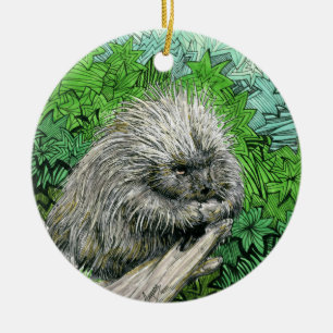 Inktober 2018 Day 25 - Mellow Porcupine Ceramic Tree Decoration