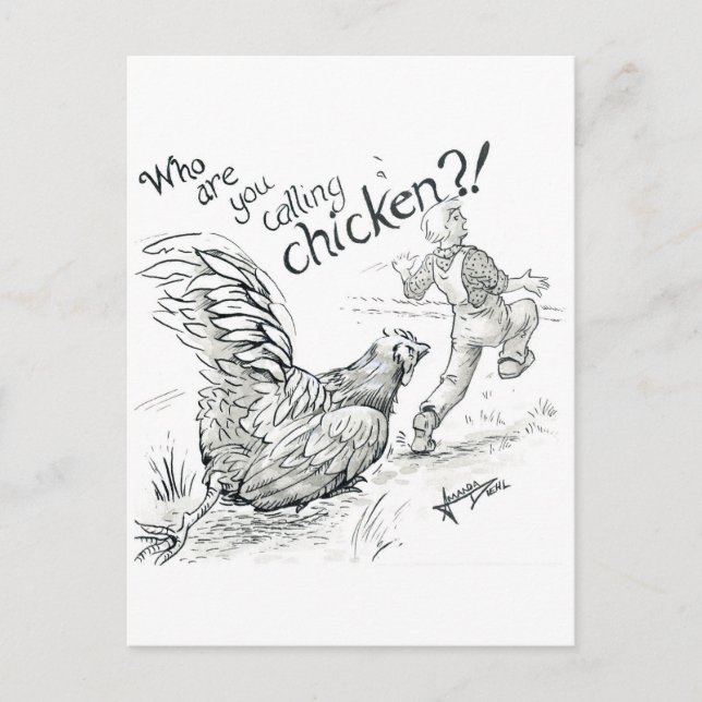 Inktober 2018 Day 5 - Chicken Chase Postcard (Front)
