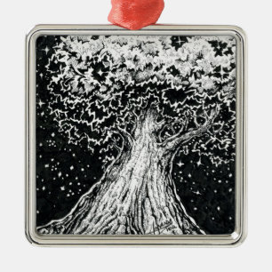 Inktober 2018 Day 8 - Starry Tree Metal Tree Decoration