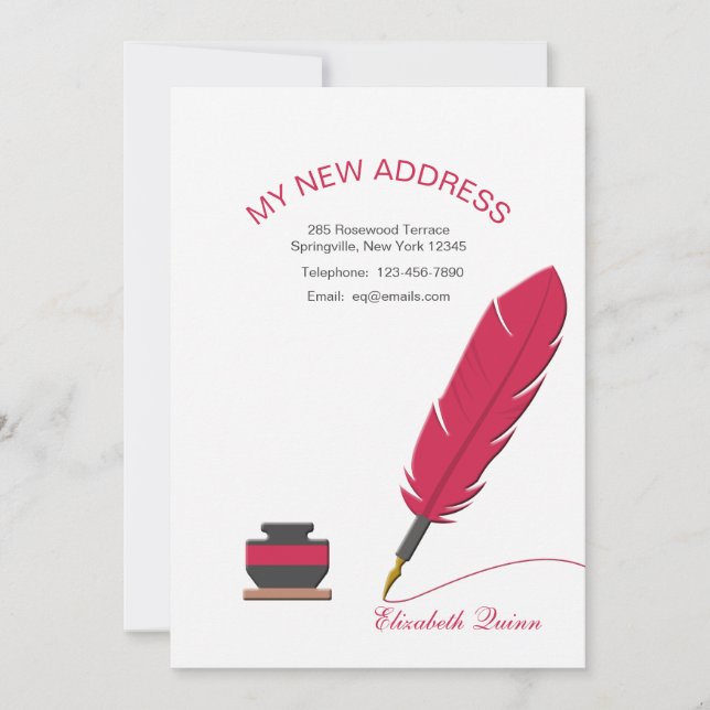 Inkwell and Feather Pen Moving Announcement (Front)