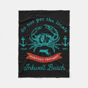Inkwell Beach Marthas Vineyard Crab Vacation Souve Fleece Blanket