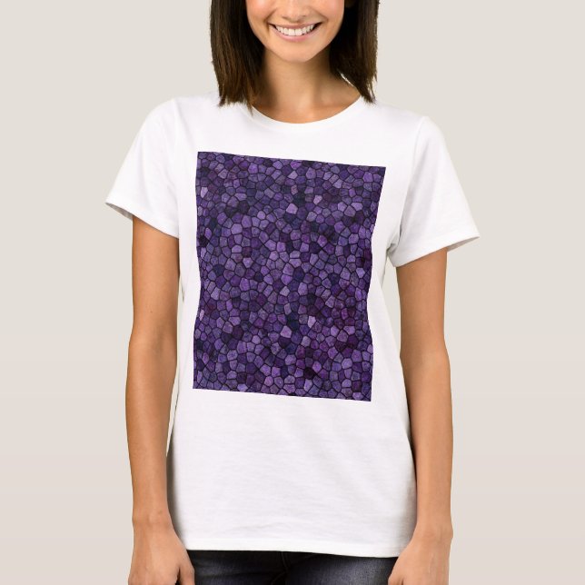 Inkwell Blue Cobbled Patchwork Terrazo Pattern T-Shirt (Front)