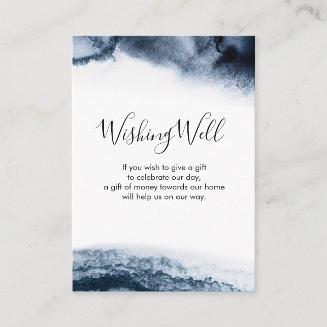 Inky black watercolor | Wishing Well card (Front)
