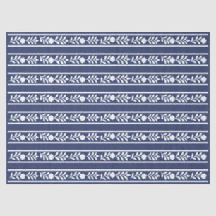 Inky Blue 1 Bone Inlay Floral Border Decoupage Pap Tissue Paper