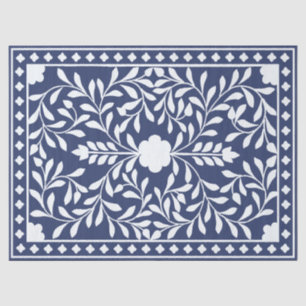 Inky Blue 1 Traditional Blue Bone Inlay Decoupage  Tissue Paper