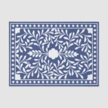 Inky Blue 2 Traditional Bone Inlay Decoupage Paper