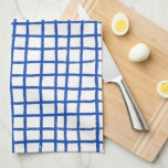 Inky Lines Chic Hand Drawn Grid Cool Blue & White Tea Towel<br><div class="desc">Decorate your kitchen with this cool towel with a handmade pattern. Makes a great housewarming,  birthday,  mothers day or wedding gift! 
You can customise it,  change background colours and add text too.
Check my shop for lots more colours and patterns or let me know if you'd like something custom.</div>
