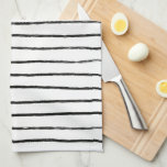 Inky Lines Chic Hand Drawn Stripes Black & White Tea Towel<br><div class="desc">Decorate your kitchen with this cool towel with a handmade pattern. Makes a great housewarming,  birthday,  mothers day or wedding gift! 
You can customise it,  change background colours and add text too.
Check my shop for lots more colours and patterns or let me know if you'd like something custom.</div>
