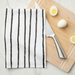 Inky Lines Chic Hand Drawn Stripes Black & White Tea Towel<br><div class="desc">Decorate your kitchen with this cool towel with a handmade pattern. Makes a great housewarming,  birthday,  mothers day or wedding gift! 
You can customise it,  change background colours and add text too.
Check my shop for lots more colours and patterns or let me know if you'd like something custom.</div>