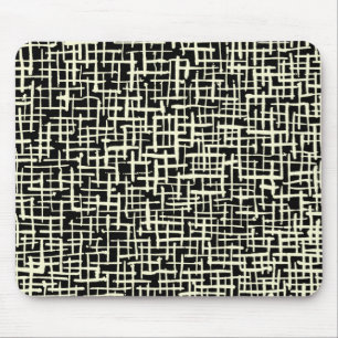 Inky Lines - Cream on Black Mouse Pad