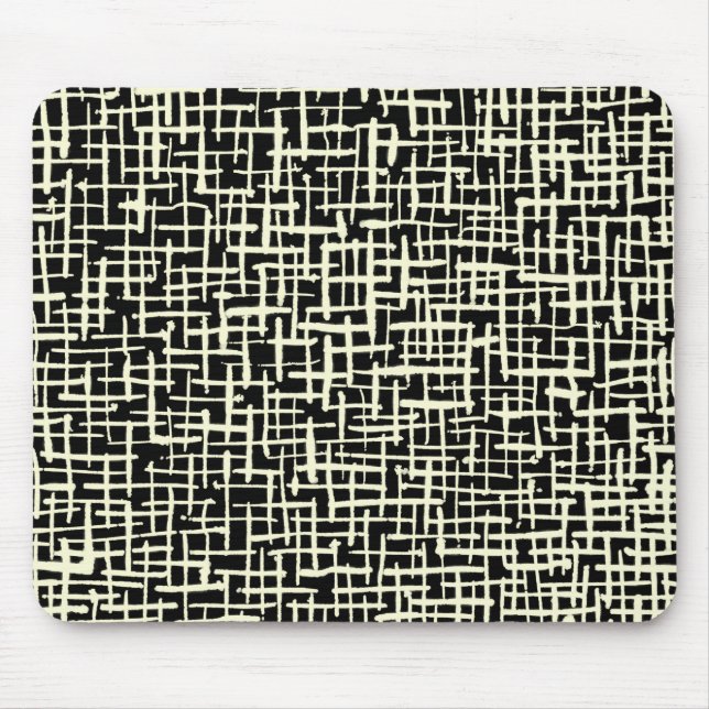 Inky Lines - Cream on Black Mouse Pad (Front)