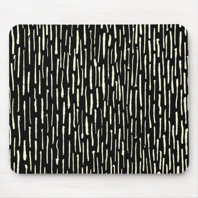 Inky Lines - Cream on Black Mouse Pad (Front)