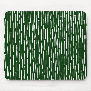 Inky Lines - White on Dark Green Mouse Pad