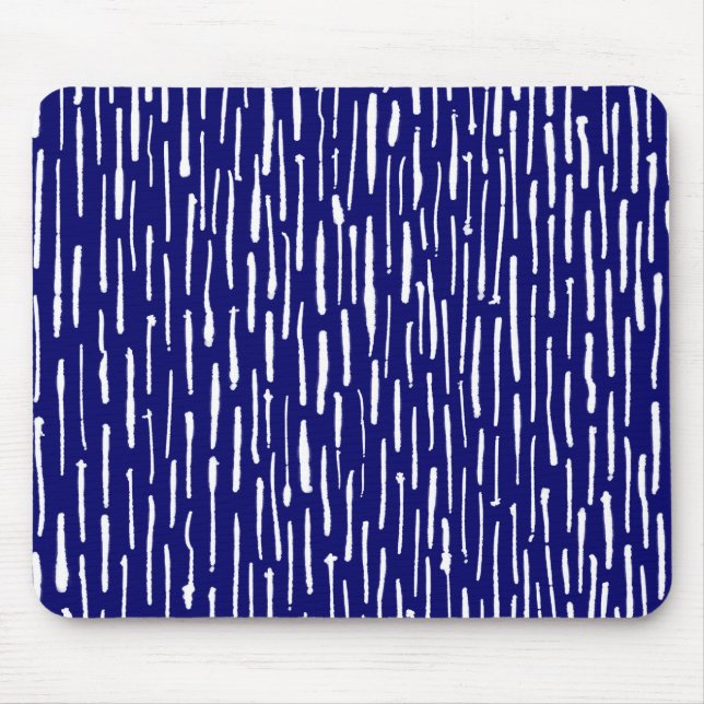 Inky Lines - White on Deep Navy Mouse Pad (Front)