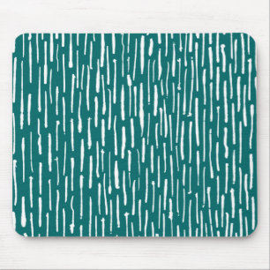 Inky Lines - White on Moss Green Mouse Pad