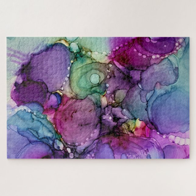 Inky Multicolored Alcohol Ink Liquid Abstract Jigsaw Puzzle (Horizontal)