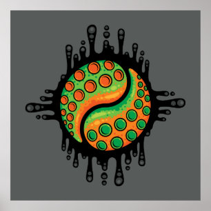 Inky Octopus Tentacle Yin Yang Symbol Poster