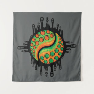 Inky Octopus Tentacle Yin Yang Symbol Tapestry