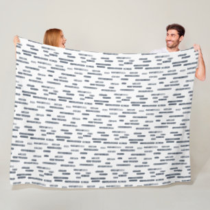 Inky Rounded Lines Pattern   Blue Gray on White Fleece Blanket