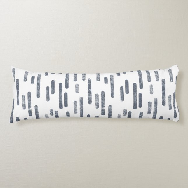 Inky Rounded Lines Pattern | Blue-Grey on White Body Cushion (Front)