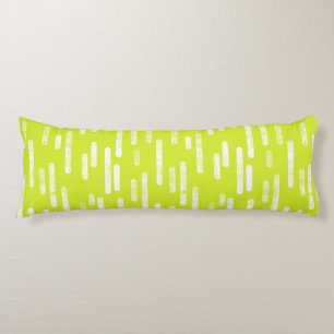 Inky Rounded Lines Pattern Bright Lime Green Body Cushion