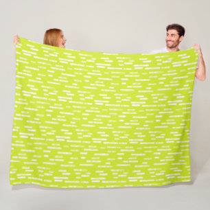 Inky Rounded Lines Pattern Bright Lime Green Fleece Blanket