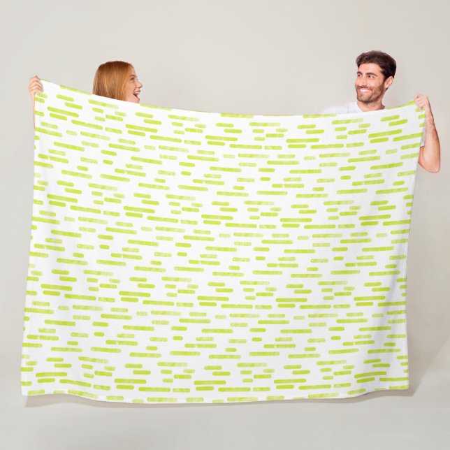 Inky Rounded Lines Pattern | Bright Lime Green Fleece Blanket (In Situ)